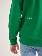 sweat en coton organique biologique vert avec nacre et broderie sur le buste